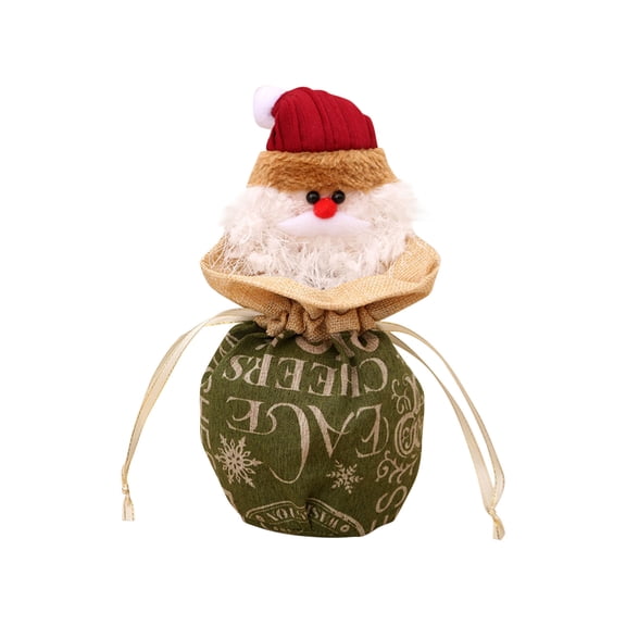 Vikakiooze Christmas Decoration Gift Bag Christmas Candy Bag with Drawstring Reusable Fabric Xmas Favor Bags with Santa Claus, Snowman, Elk, Bear Styles for Kids Holiday Wrapping Biscuit Presents