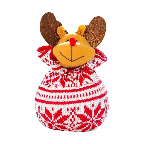 Vikakiooze Christmas Decoration Gift Bag Christmas Candy Bag with Drawstring Reusable Fabric Xmas Favor Bags with Santa Claus, Snowman, Elk, Bear Styles for Kids Holiday Wrapping Biscuit Presents