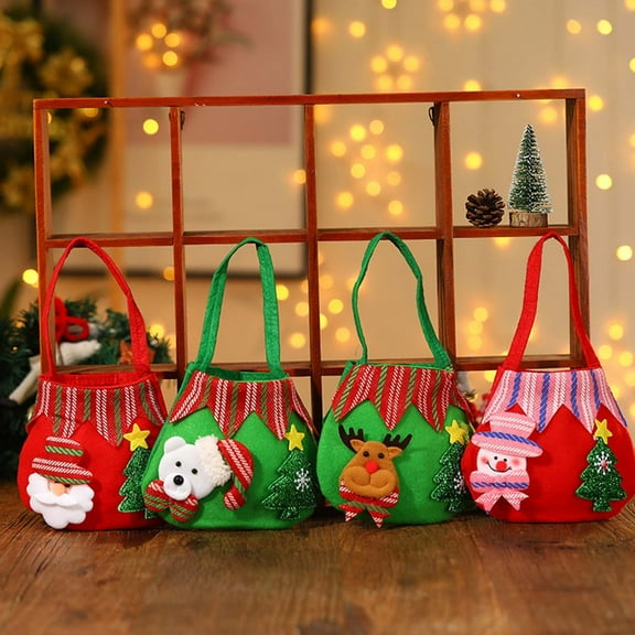 Vikakiooze Christmas Decorations Christmas Bag Candy Bag Christmas Trees Christmas Ornament New Year Santa Claus Gift Bags Apples Bags