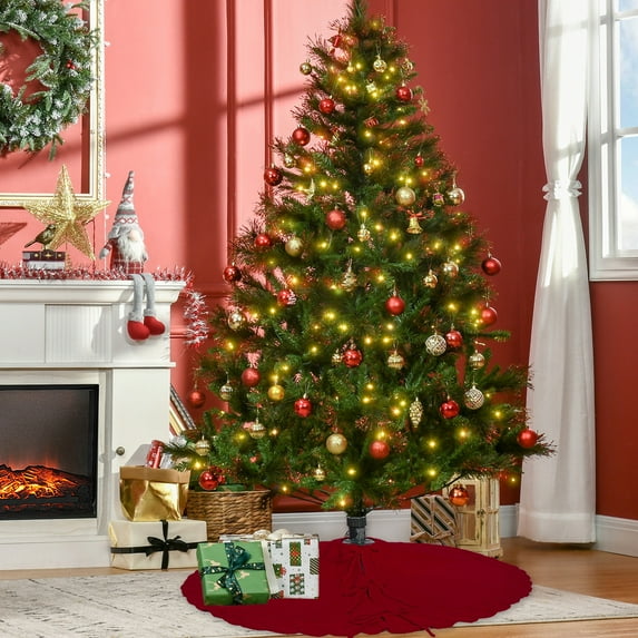 Vikakiooze Christmas Decorations Christmas Knitted Tree Skirt Red Knitted Christmas Tree Apron Christmas Tree Skirt Decorations
