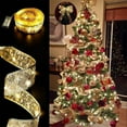 thumbnail image 1 of Vikakiooze Christmas Decorations Christmas Ribbon LED Light String Christmas Decorations Christmas Tree Decoration Pendants Gifts Gold Stamped Double Layer Ribbon, 1 of 6