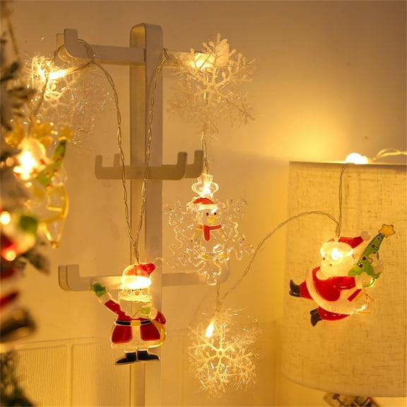 Vikakiooze Christmas Decorations Clearance 2 Meters 10 Lights LED Santa Claus Snowflake Light String Window Decorations