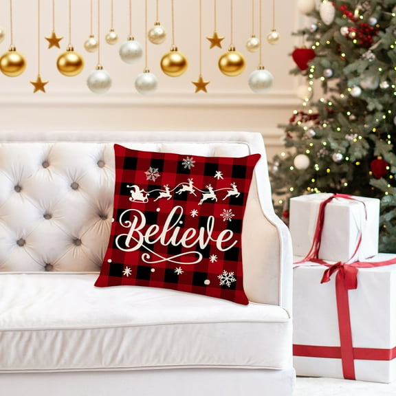Vikakiooze Christmas Decorations Outdoor Linen Christmas Pillowcase 17.71x17.71in Used For Christmas Decoration Winter Holiday Decoration Pillow Cover Suitable For Home Sofas