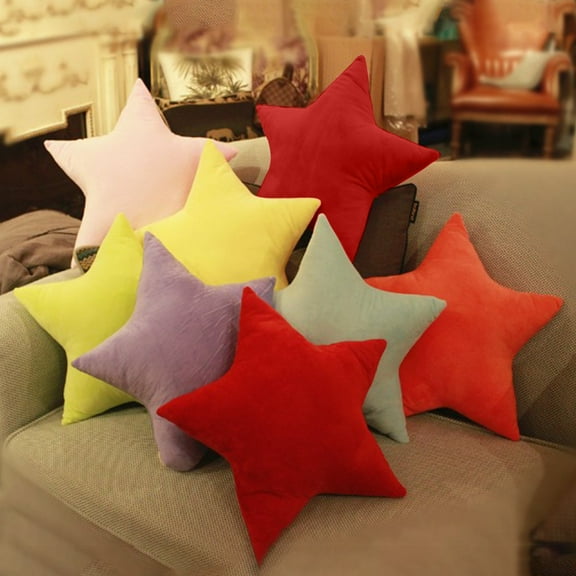 Vikakiooze Christmas Decorations Outdoor Solid Color Five Pointed Star Pillow Plush Toy Holiday Party Decoration Ornaments Chair Back Cushion Sofa Cushion Bed Pillow Size 17.7x17.7 Inches