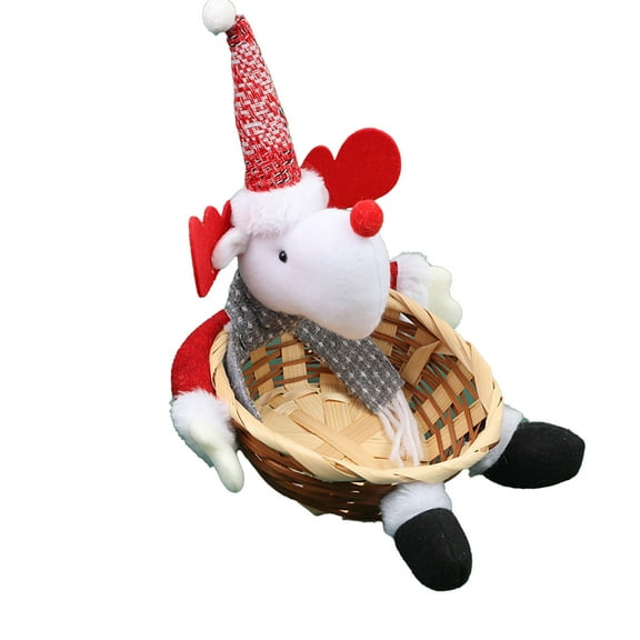 Vikakiooze Christmas Doll Basket Santa Claus Candy Fruit Basket Decoration Supplies Christmas Basket Decoration