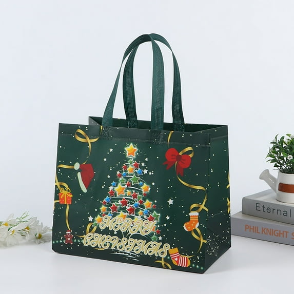 Vikakiooze Christmas Gift Bags Reusable Christmas Tote Bags Nonwoven Christmas Bags New Year's Shopping Bag Christmas Surprise Gift Wrap Bags Xmas Party Supplies