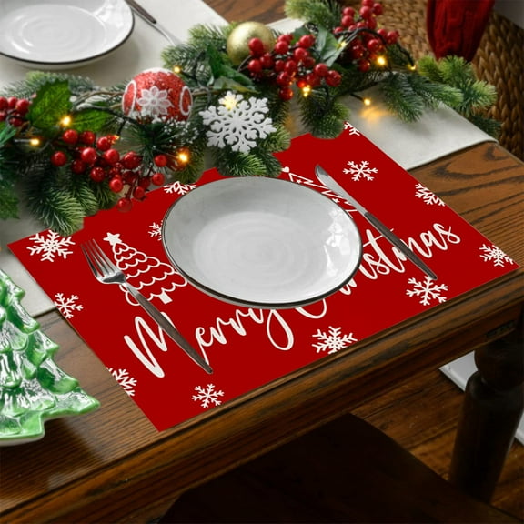 Vikakiooze Christmas Gift, Cotton And Linen Placemats Christmas Table Decorations Insulation Mats Kitchen And Dining Room Waterproofs Mats