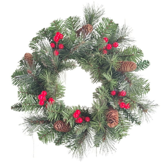 Vikakiooze Christmas Hanging Decorations 16 Inch Christmas Wreath, Outdoor Lighted Christmas Wreath For Front Door, Xmas Wreath For Holiday Christmas Party Decorations