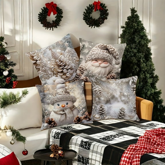 Vikakiooze Christmas Pillow Covers 17.7x17.7 Inches Decorative Pillow Cases With Soft Fabric Hidden Zipper For Home Decor