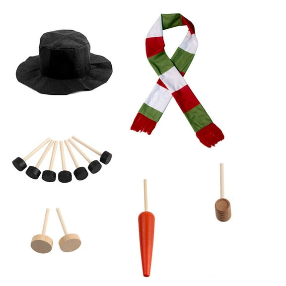 Vikakiooze Christmas Snowman Dress Suit Combination Wooden Button Pipe Hat Scarf, Small Size, Christmas Hat Or Black Hat Red Green White Scarf 13pcs