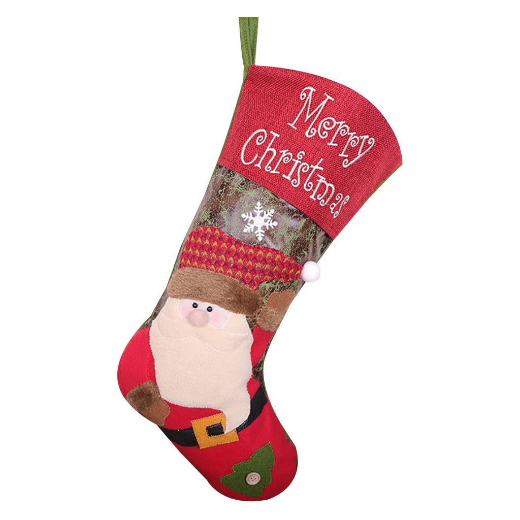 Vikakiooze Christmas Stockings, Big Xmas Stockings, Plaid Style with Snow Christmas Decorations
