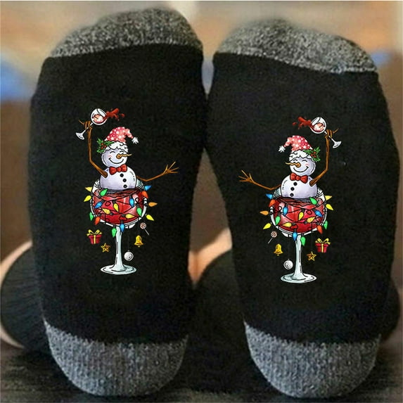 Vikakiooze Christmas Stockings Christmas Winter Cotton Socks Men And Women Color Blocking Breathable Stockings