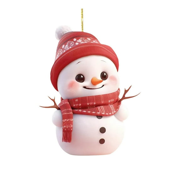 Vikakiooze Christmas Valentine's Day 2D Flat Acrylic Car Rearview Mirror Decoration Cute Snowman Backpack Pendant