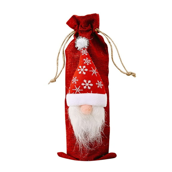 Vikakiooze Christmas Wine Bag Machine Embroidered Wine Bottle Set Table Decoration Supplies 2023