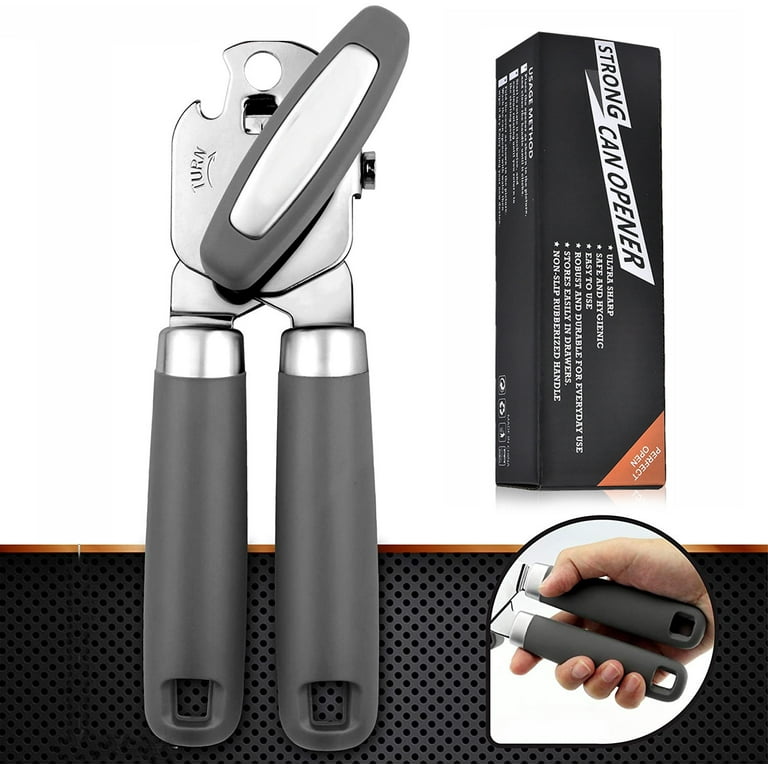 Smooth Edge Side Can Opener Manual with Durable Sharp Blade, Safe Cut  Manual Can Opener with Non-Slip Rubber Knob, Comfortable Grip Handle