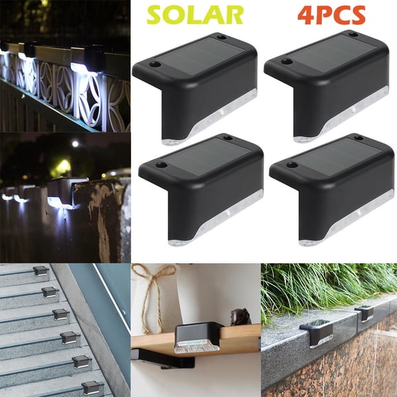Vikakiooze Clearance 4PCS LED Solar Path Stair Outdoor Light Garden Yard Fence Wall Landscape Lamp