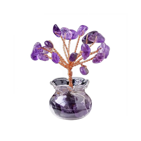 Vikakiooze Crystal Tree Natural Crystal Chip Trees Hand Woven Crystal Tree Ornament Desktop Decoration