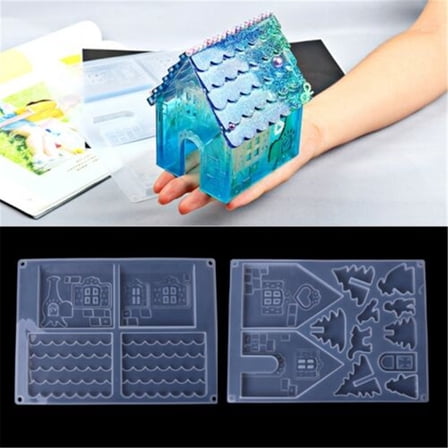Vikakiooze DIY Silicone Christmas House Castle Mold Epoxy Resin Jewelry Making Tool Set