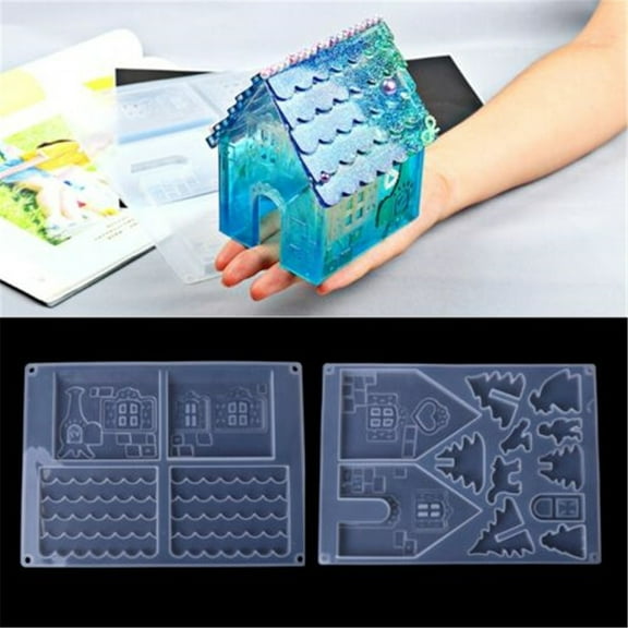 Vikakiooze DIY Silicone Christmas House Castle Mold Epoxy Resin Jewelry Making Tool Set