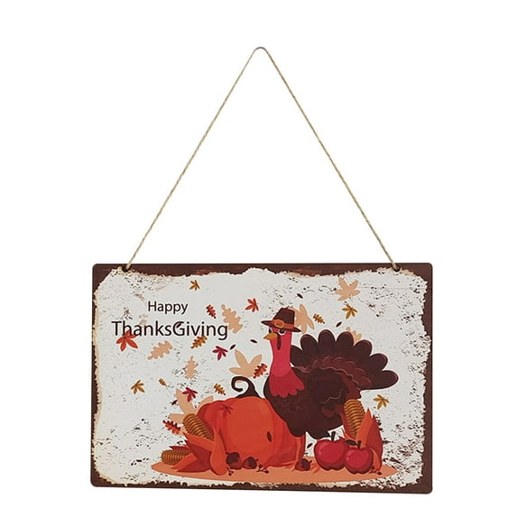 Vikakiooze Deal of The Day Wood Listing Festival Thanksgiving Pumpkin Turkey Maple Leaf Scene Decor