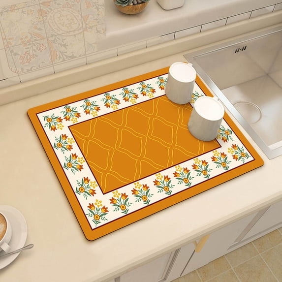 Vikakiooze Dish Drying Mats For Kitchen Counter,Diatomaceous Mat,Water-Absorbent Heat-Resistant Non-Slip Diatomite Mat,Water Absorption Pad For Home Kitchen Countertop