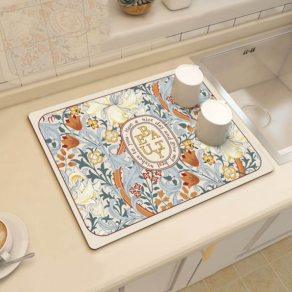Vikakiooze Dish Drying Mats For Kitchen Counter,Diatomaceous Mat,Water-Absorbent Heat-Resistant Non-Slip Diatomite Mat,Water Absorption Pad For Home Kitchen Countertop