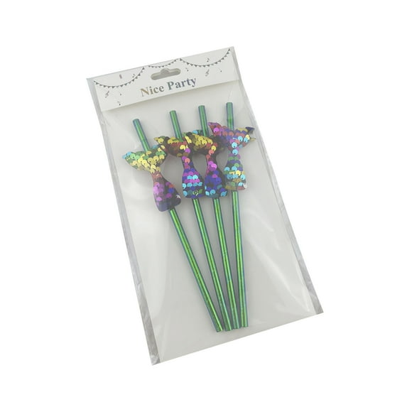 Vikakiooze Disposable Paper Straws Mermaids Shape, Party Sequins, Fish Scales, Color Three-Dimensional Fish Tail, Decorative Paper Straw,Home