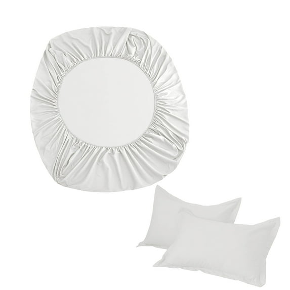 Vikakiooze Double Bed Set Fitted Sheet Pillowcases Non Slip Fixed Bed Cover All Inclusive Mattress Protection Bed Cover Soft Fiber With Two Pillow Cases Home Textile Set