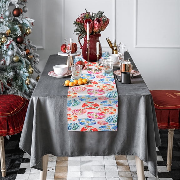 Vikakiooze Easter Bunny Eggs Polyester Cotton Printed Table Flag Table Decoration