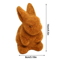 Vikakiooze Easter Decorations, Grass Rabbit Easter Furry Flocked Bunny Rabbit Miniatures Standing Moss Garden