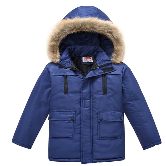 Vikakiooze Fall Winter Boys Jacket, Thick Thermal Jacket with Detachable Hood, Solid Color Comfortable Multipurpose Jacket