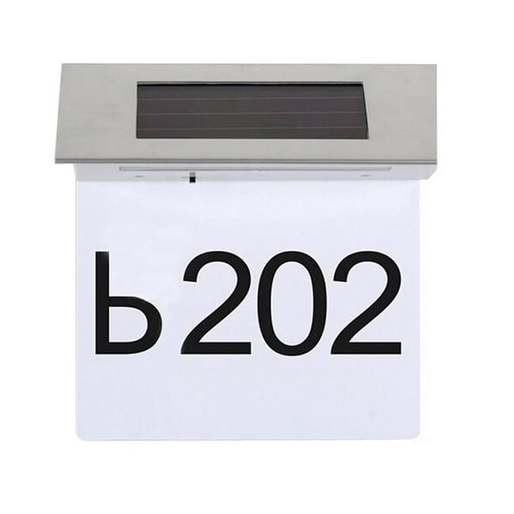 Vikakiooze Gardening Items, Solar Door Number Plate Solar Panels LED Solar Wall Lights 4 LED Door Plaque