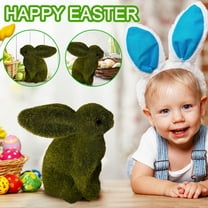 Vikakiooze Grass Easter Furry Flocked Bunny Miniatures Standing Moss Garden