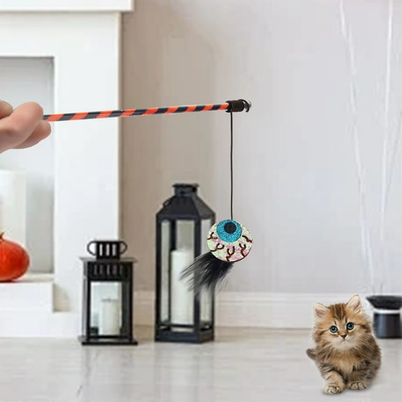 Vikakiooze Halloween Decorations, 2PCS Halloween Dog Toy New Model Funny Dog Stick Pumpkin Ghost Feather