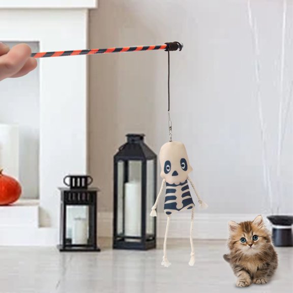 Vikakiooze Halloween Decorations, 2PCS Halloween Dog Toy New Model Funny Dog Stick Pumpkin Ghost Feather