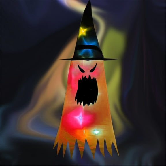 Vikakiooze Halloween Decorations Garden Decoration Glowing Halloween Holiday LED Lights Witch Hat Lamp Pendant, Halloween Decorations