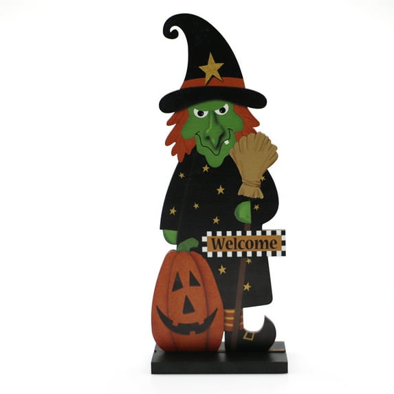 Vikakiooze Halloween Figurines, Halloween Witch and Pumpkin Decoration, Woodwork Decor Suitable for Halloween Decoration (Pumpkin Witch)
