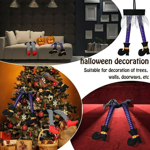 Vikakiooze Halloween Party Favors Halloween Witch Ornaments Tree Climbing Ghost Witch Leg Props Garden Haunted House Decoration