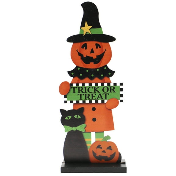 Vikakiooze Halloween Pumpkin Man Witch Home Table Decoration Woodwork Ornaments, Halloween Decorations