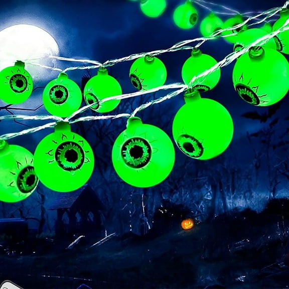 Vikakiooze Halloween Tree Halloween Ghost Eye LED String Light Battery Box Courtyard Party Horror Ghost House Decoration Ghost Eye Light String