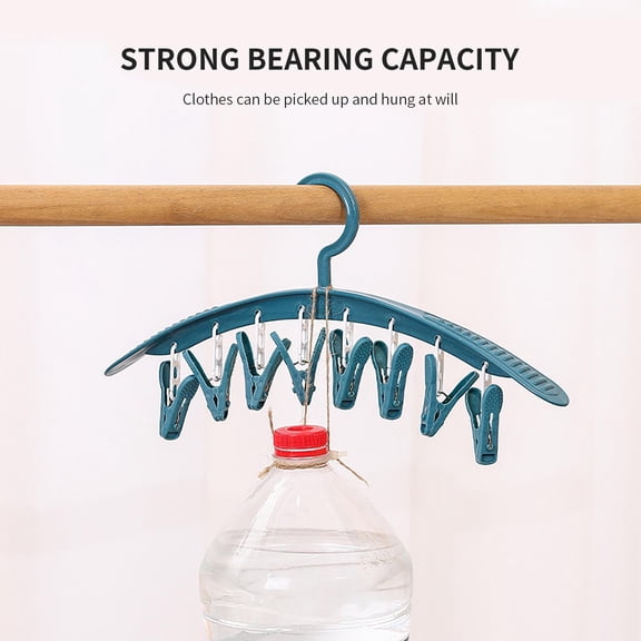 Vikakiooze Hanger With Clip 8 Clip Student Dormitory Windproof Plastic Thickened Underwear Drying Socks Clip Hanger Home Hanger, Christmas Gift
