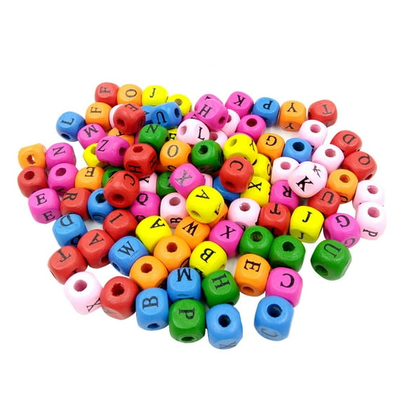 Vikakiooze Home Decor Clearance, 100Pcs Mixed Wooden Square Bead Letter Loose Spacer Beads