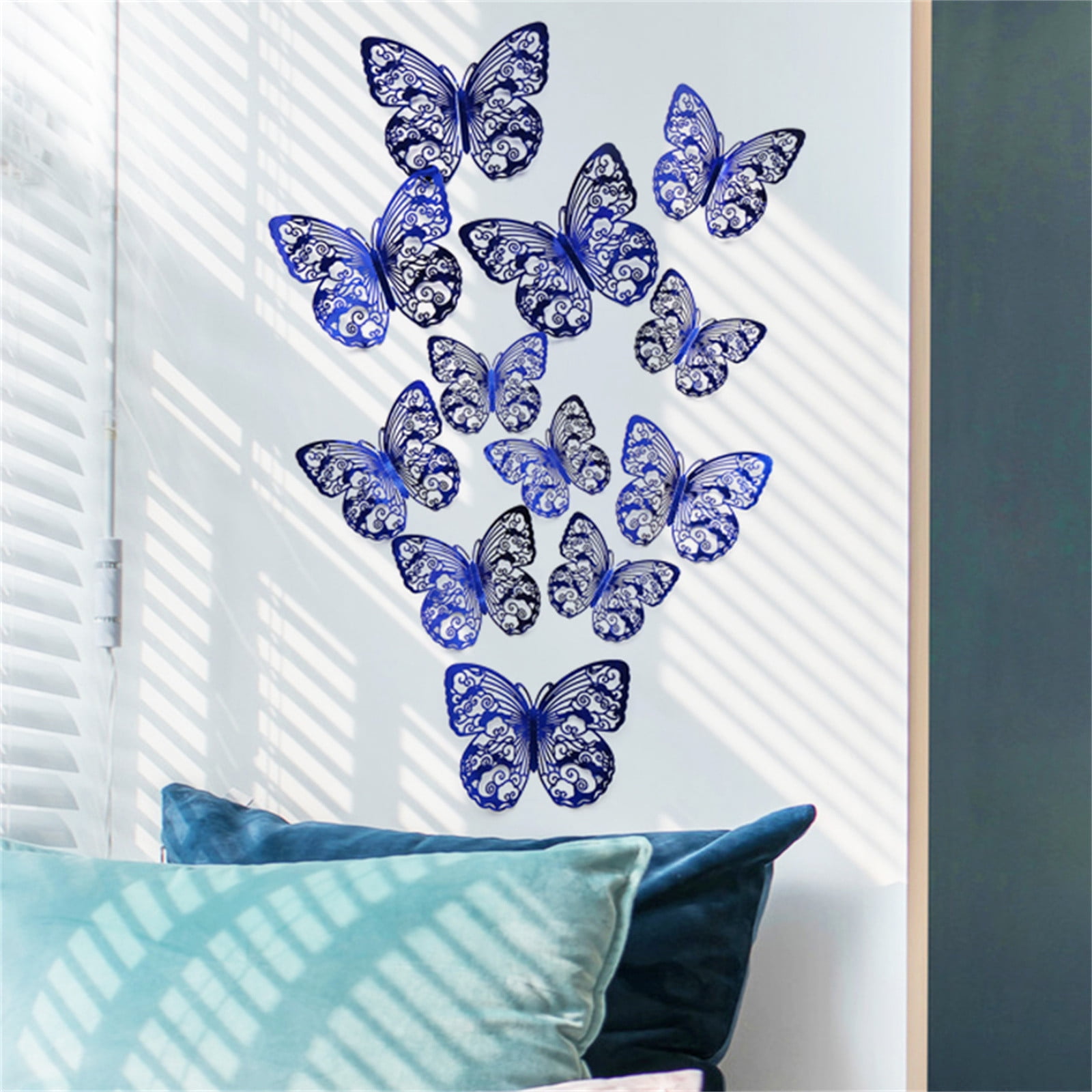 Vikakiooze Home Decor , 12PCS 3D Metal Texture Hollow Butterfly Wall ...