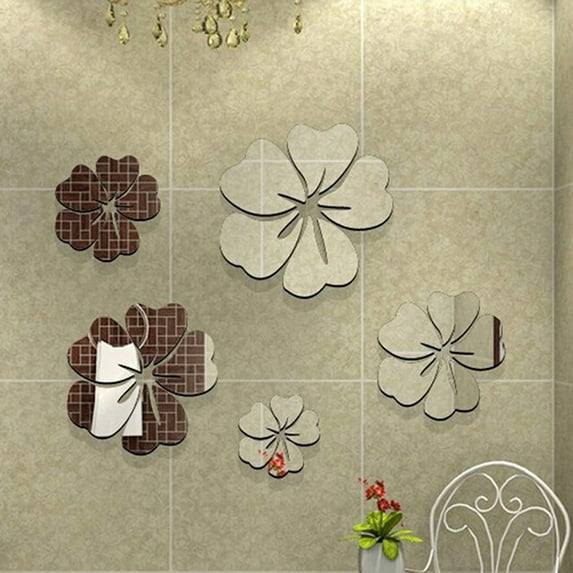 Vikakiooze Home Decor Clearance, 3D Mirror Floral Art Removable Wall Sticker Acrylic Mural Decal Home Room Decor