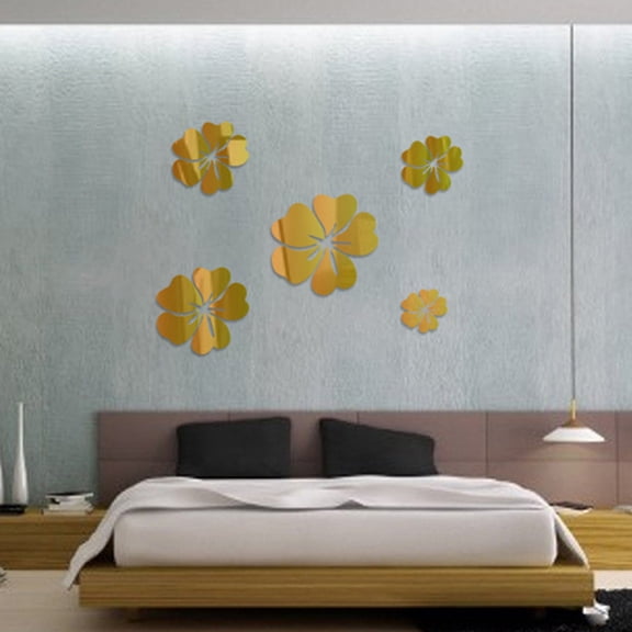 Vikakiooze Home Decor , 3D Mirror Floral Art Removable Wall Sticker Acrylic Mural Decal Home Room Decor