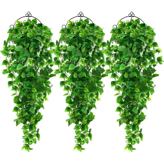 Vikakiooze Home Decor , 3PCS Artificial Hanging Plants For Wall Indoor Outdoor Decoration (No Baskets)