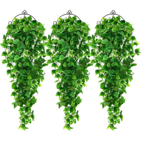 Vikakiooze Home Decor , 3PCS Artificial Hanging Plants For Wall Indoor Outdoor Decoration (No Baskets)