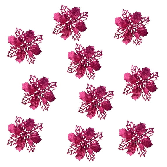 Vikakiooze Home Decor Artificial Christmas Gold Glitter Christmas Hollow Flower Used To Decorate Flowers For Christmas Day