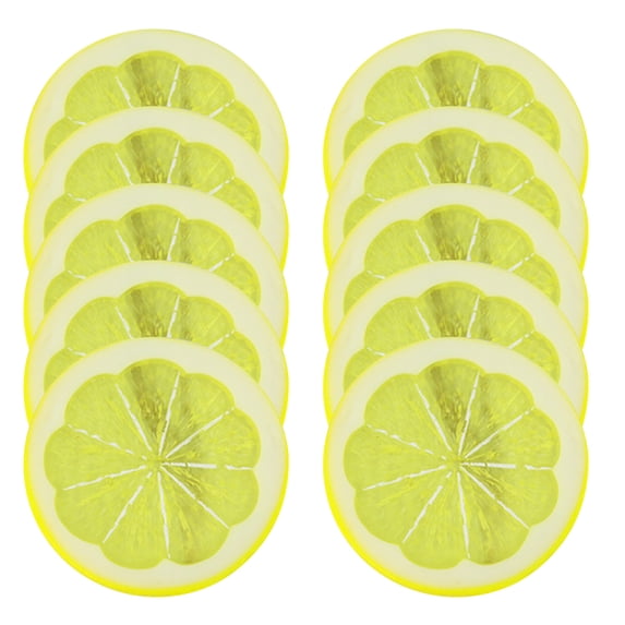 Vikakiooze Home Decor , Artificial Plastic Yellow Lemon Slice Realistic Lemon Fruit Decoration (10pc)