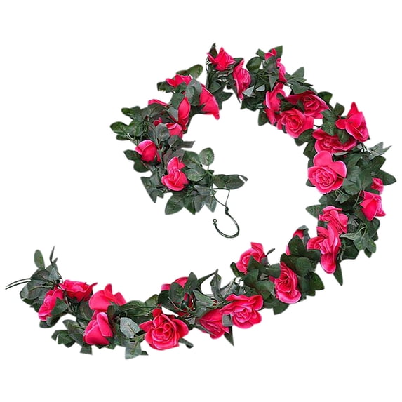 Vikakiooze Home Decor Artificial Rose Flower Rattan Wall Hanging Indoor Windin Decoration Fake Flower